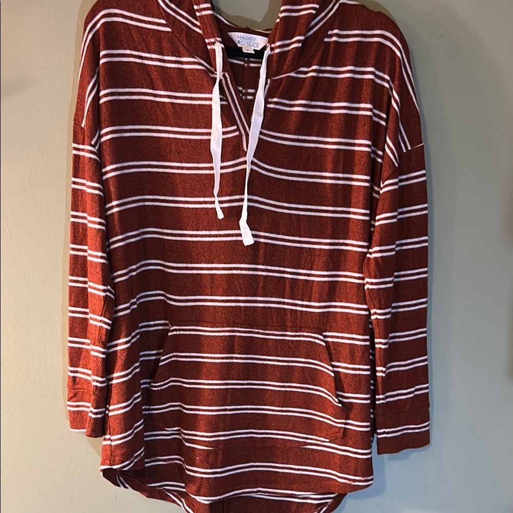 Striped Hoodie with Front Pocket